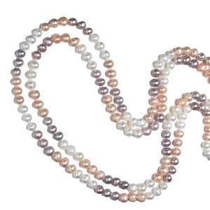 สร้อยคอน้ำจืดสำหรับผู้หญิงแนวบาร็อคมันฝรั่งเส้นสายไข่มุกหลวมสีขาว100% - Product Image 1