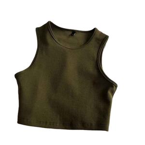 Top Corto Personalizado de Cintura Alta y Ajuste Delgado, Top Corto Elástico sin Mangas para Mujer, Top Corto Transpirable y con Soporte - Product Image 1