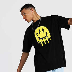 เสื้อยืดคอกลมทรงหลวมพิมพ์ลายพัฟฟ์ ผ้าโพลีเอสเตอร์/คอตตอน สำหรับผู้ชาย สวมใส่สบายๆ ออกกำลังกาย หรือเล่นกีฬา  ป้องกันการเป็นขุย  รับสั่งพิมพ์ลายตามแบบ - Product Image 1