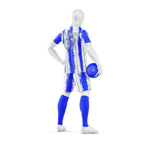 Ensemble de maillots et shorts de football personnalisés pour hommes, 100% polyester, extensible dans quatre directions, séchage rapide, imprimé par transfert thermique, uniformes de football - Product Image 3