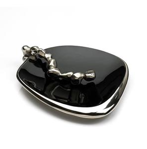 Modern <b>Ceramic</b> Tissue Holder Black With Silver Napkin <b>Ring</b> Convenient Design - Product Image 2