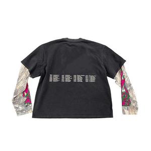 Top Selling Custom Screen Print 100% Cotton Breathable Eco-Friendly T-Shirt Ripped Tee Double Layer Long Sleeve - Product Image 2