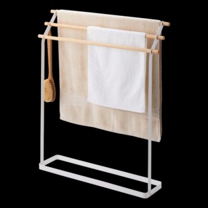 ราวแขวนผ้าโลหะแบบตั้งพื้นสองชั้น ที่เก็บของในห้องน้ำ ทนทาน ไม่พับได้ - Product Image 5