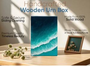 Panneau d'art en résine vague océanique profonde, décor mural en époxy fait main Aqua & Teal pour cendres humaines, taille moyenne 9x5,5 pouces, urne funéraire - Product Image 6