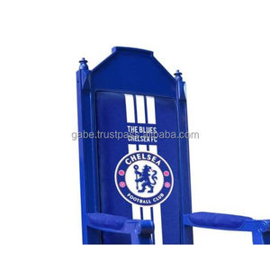 Silla Personalizable Vibrant Blue Team Spirit con Respaldo Alto en Caoba Maciza para Fanáticos del Fútbol, 66x61x150 cm - Product Image 3