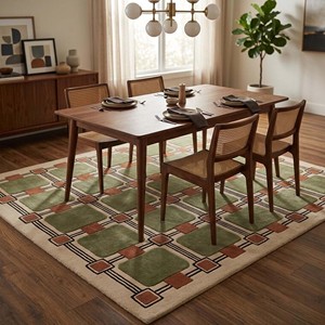 Tapis moderne à carreaux verts, moelleux et doux, pour salon, chambre, chambre d'enfant, décoration intérieure, style géométrique - Product Image 6
