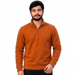 Sudadera al por mayor con media cremallera, estilo urbano, personalizada, con dobladillo de punto acanalado - Product Image 4