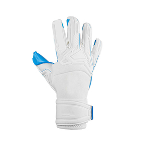 Football Goalkeeper Gloves Full Finger PU Leather Breathable Non-Slip Adjustable Wrist <b>Strap</b> Unisex White Blue - Product Image 3