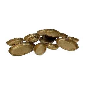 Ensemble de 3 plateaux de service en métal doré en forme de feuille pour fruits secs, bols à collation en forme de branche, décorations de table pour condiments - Product Image 5