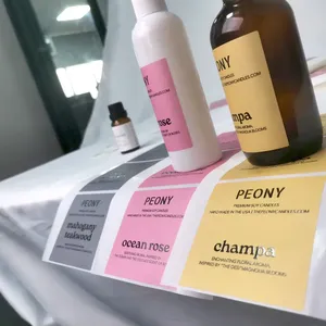 สติกเกอร์กันน้ำพิมพ์ลายตามสั่ง เคลือบด้านสีทอง สำหรับขวดไวน์และน้ำหอม พลาสติก PET เคลือบเงา UV - Product Image 6