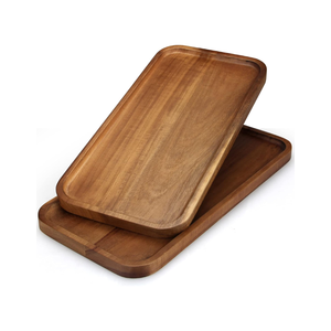 Plateaux de service rectangulaires en bois d'acacia naturel pour la restauration, les fêtes, les restaurants et la cuisine. - Product Image 1