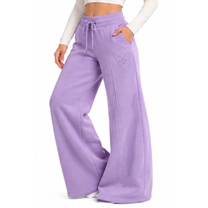<b>Womens</b> Flare <b>Fleece</b> <b>Trousers</b> Soft Winter Wide Leg Sweatpants Custom Manufacturer Wholesale OEM ODM Private Label Casual Apparel - Product Image 5