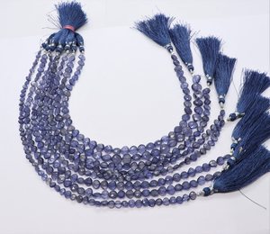 Perles de pierre précieuse Iolite naturelle AAA, forme cœur facettée, 5-6MM, 10 pouces, perles d'iolite facettées, perles d'iolite à forage droit, bijoux en forme de cœur - Product Image 3