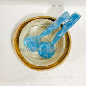 Bol à salade rond en résine de qualité supérieure avec cuillère, bol à nourriture hautement poli pour la décoration de la maison, grand plat - Product Image 2