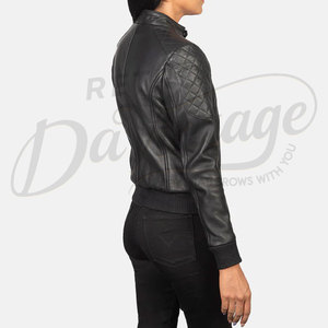 Women High Quality Vintage Black Leather Real Cow Skin Leather <b>Motorcycle</b> <b>Jacket</b> For Women Custom Women Black Leather <b>Jacket</b> - Product Image 6