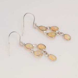 Pendientes colgantes de ópalo etíope natural, plata de ley 925, cabujón ovalado, piedra preciosa, joyería fina hecha a mano, regalo para ella - Product Image 6