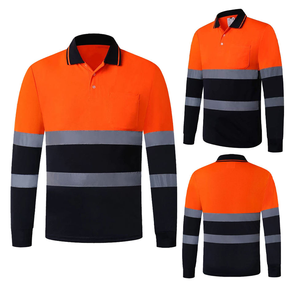 Chemise de travail haute visibilité pour homme, col polo, manches longues, bandes réfléchissantes, logo personnalisé, vêtements de travail durables, uniforme - Product Image 3
