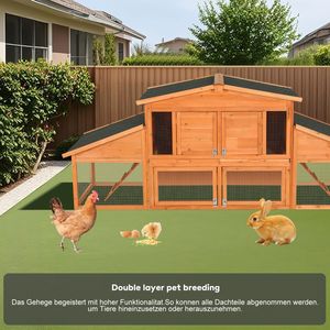 Casetta per Conigli e Pollaio in Legno Extra Large da Esterno, Facile da Montare con Vassoio Interno per la Pulizia, Arredamento per Animali Domestici - Product Image 6