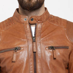 Veste en cuir de luxe pour homme avec col montant et logo personnalisé, idéale pour les meilleures ventes de vestes d'hiver pour homme - Product Image 5