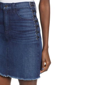 Medium Blue Seamed High Waist <b>Denim</b> Mini <b>Skirt</b> Cotton Stretch Structured Slim Fit Summer Casual Premium Jean <b>Skirts</b> - Product Image 5