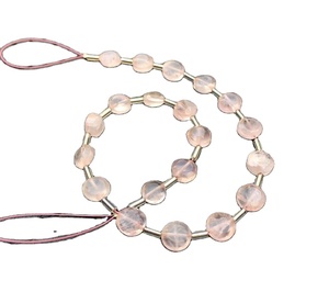 Cuentas de Briolette con forma de moneda para fabricación de joyas, 20 piezas de piedras preciosas naturales de cuarzo rosa facetadas para pulsera DIY, collar - Product Image 1