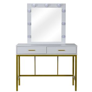 LED Dimmable Bulbs Dressing <b>Table</b> with Two Drawers and Cushioned Stool <b>Makeup</b> Vanities for Bedroom Furniture - Product Image 1