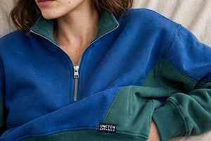 Conjunto Deportivo 2 en 1 para Mujer, Color Azul Verde, Bloques de Color, Sudadera con Media Cremallera, Pantalones Largos Deportivos - Product Image 5