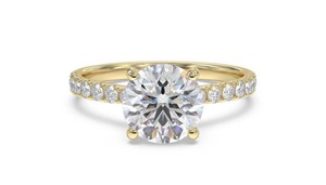 Round Diamond Shoulder <b>Set</b> Engagement <b>Ring</b> 0.50 Ct Lab Grown Diamond In 18K Yellow White Rose <b>Gold</b> And Platinum - Product Image 3