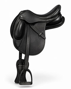 Premium Black Synthetic Leather English Horse Riding Saddle Padded Seat Stirrup Set Dressage Training Equestrian OEM FADDY - Product Image 2