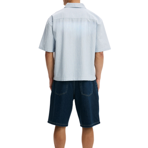 Shorts en jean décontractés d'été pour hommes, personnalisables, respirants, tissés, taille mi-haute, jambe large, en coton - Product Image 5