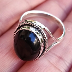 Black Onyx Bezel Setting Ring 925 Sterling Silver Statement Promise Boho Jewelry for Women July Birthstone Wedding Gift - Product Image 2