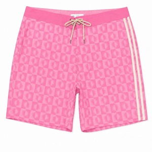 Shorts de bain à carreaux pour hommes avec bande latérale, séchage rapide, cordon de serrage à la taille, en polyester tissé, pour la plage - Product Image 4