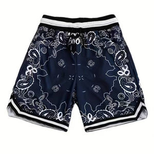Shorts de bain pour homme à imprimé paisley, séchage rapide, cordon de serrage, taille élastique, décontractés, en polyester, longueur courte, shorts de sport - Product Image 1