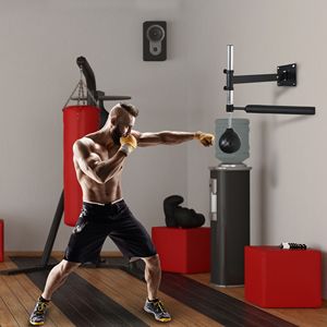 Barra de Boxeo Negra con Bola de Golpeo Giratoria de 360 Grados, Soporte de Pared, Entrenador de Reflejos de Boxeo, Equipo de Gimnasio en Casa - Product Image 1