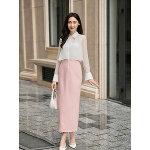 New Fashion Elegant / Minimalist / Office Lady Maxi Standard High Waist Solid Women Cool Cotton Pencil <b>Skirt</b> Vietnam Made KV17 - Product Image 1