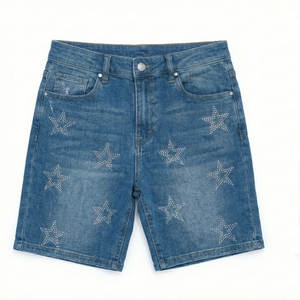 Shorts casuales de mezclilla para hombre con bolsillos laterales, corte relajado, algodón transpirable - Product Image 1