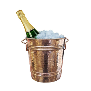 Sac isotherme à vin en cuivre martelé avec poignées, seau à champagne en cuivre massif pur, bac à boissons vintage en métal pour mariage - Product Image 6