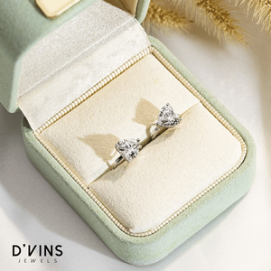 Pendientes de Diamantes Cultivados en Laboratorio con Forma de Corazón Personalizados de 18K de D'vins Jewels, Color Oro Sólido D Fancy Light - Product Image 4