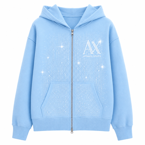 Sweat-shirt à capuche zippé pour homme OEM, logo personnalisé en strass, sweat-shirt en molleton zippé, streetwear, sweat-shirt brillant - Product Image 3