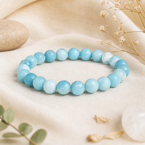 Pulsera Elástica de Piedras Preciosas Redondas de Larimar Natural de 8 mm, Pulsera de Cuentas de Cristal, Suministro al por Mayor - Product Image 1