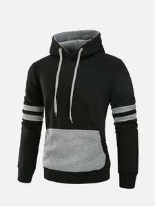 Sweat-shirt à capuche décontracté pour homme, à manches longues, avec poche, couleur contrastée, pour l'automne - Product Image 1