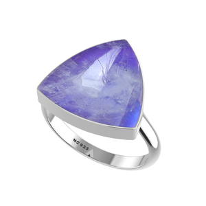 Anillo Infantil de Plata de Ley 925 con Acabado de Alta Calidad, Engaste de Bisel, Piedra Lunar Púrpura, Formas Mixtas, Estilo Minimalista Clásico para Boda - Product Image 3