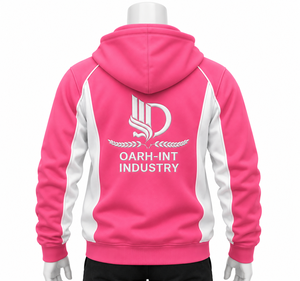 OARH_INT INDUSTRY เสื้อสเวตเชิ้ตมีฮู้ดผู้ชาย ผ้าฟลีซ สีพื้น ปักโลโก้ด้านหน้า มีกระเป๋า สวมใส่สบาย ทรงปกติ สีฟ้าฤดูใบไม้ร่วง 100% - Product Image 2
