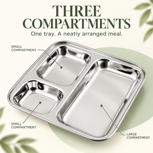 Bandeja de Servir Dividida de Acero Inoxidable 304, Plato Rectangular de 3 Secciones, Grado Alimenticio, Reutilizable para Escuela, Restaurante, Hogar - Product Image 3