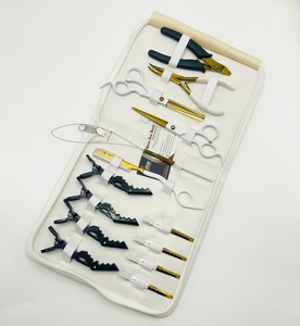 Custom Logo White Gold Nano <b>Ring</b> Hair Extension Pliers Tools Kit With Hair Cutting & Thinning Scissors With Alligator <b>Clips</b> - Product Image 5