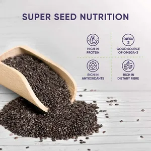 Semillas de albahaca Ocimum Basilicum Sabja Tukmaria, semillas negras saludables con textura gelatinosa similar a las semillas de chía - Product Image 5