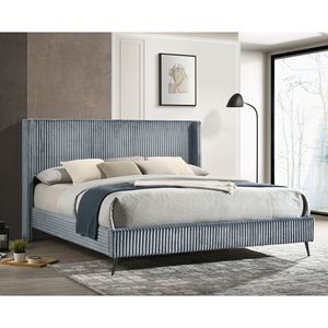 Cabecera Tapizada Mavela King Size Azul, Panel de Corduroy de Alta Calidad, Accesorio de Cama Premium - Product Image 1