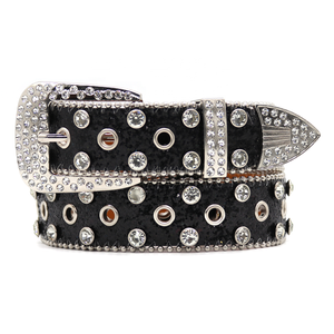 Ceinture classique occidentale unisexe de luxe avec strass en cristal et rivets entièrement sertis de diamants, ceinture de mode ornée de diamants - Product Image 2