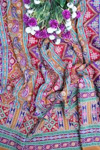 ผ้าเครปสีน้ำตาลอูฐลายพิมพ์เรขาคณิตสไตล์ชาติพันธุ์พร้อมขอบลายเพสลีย์สำหรับตัดเย็บชุดคุर्ติ - Product Image 4