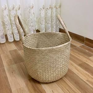 Panier en jonc de mer tressé, design basique multifonctionnel, pour rangement domestique, artisanat fabriqué au Vietnam, directement de l'usine - Product Image 2